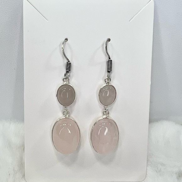Rose Quartz 925 Gemstone Earring - Picture 1 of 3